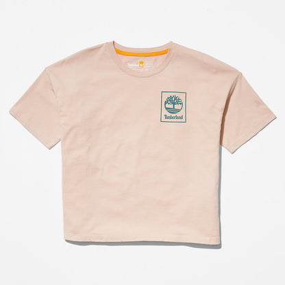 Timberland Womens Back Graphic Logo T-Shirt for Women in Pink