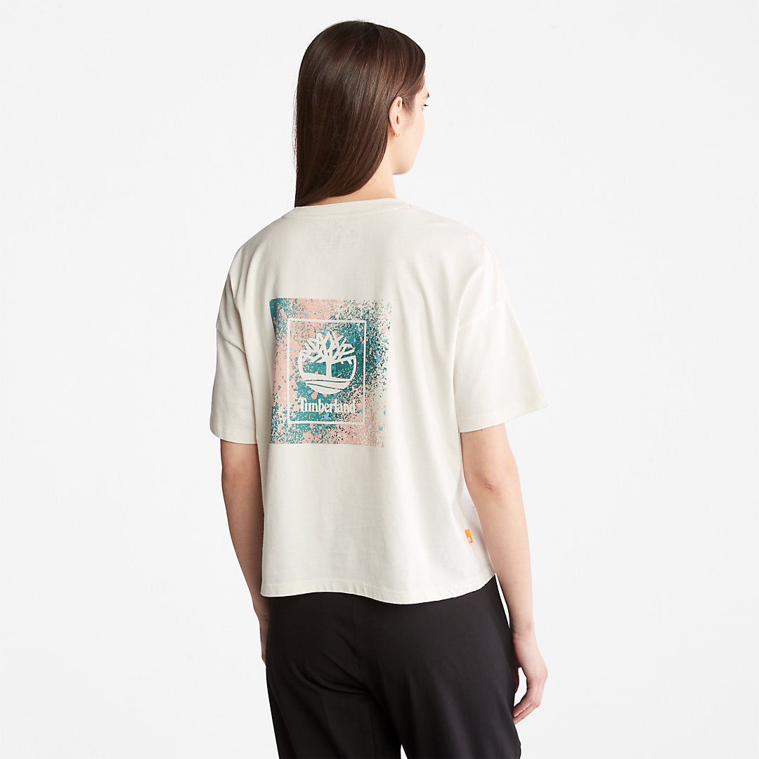 Timberland Womens Back Graphic Logo T-Shirt for Women in White