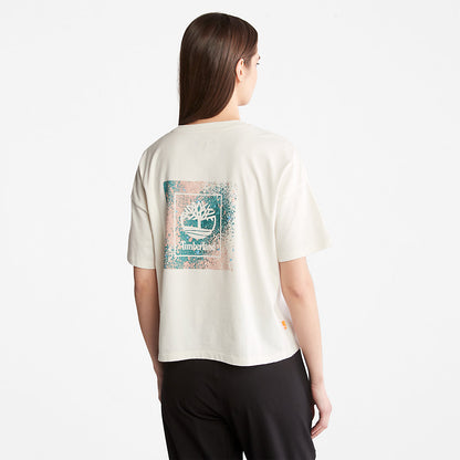 Timberland Womens Back Graphic Logo T-Shirt for Women in White