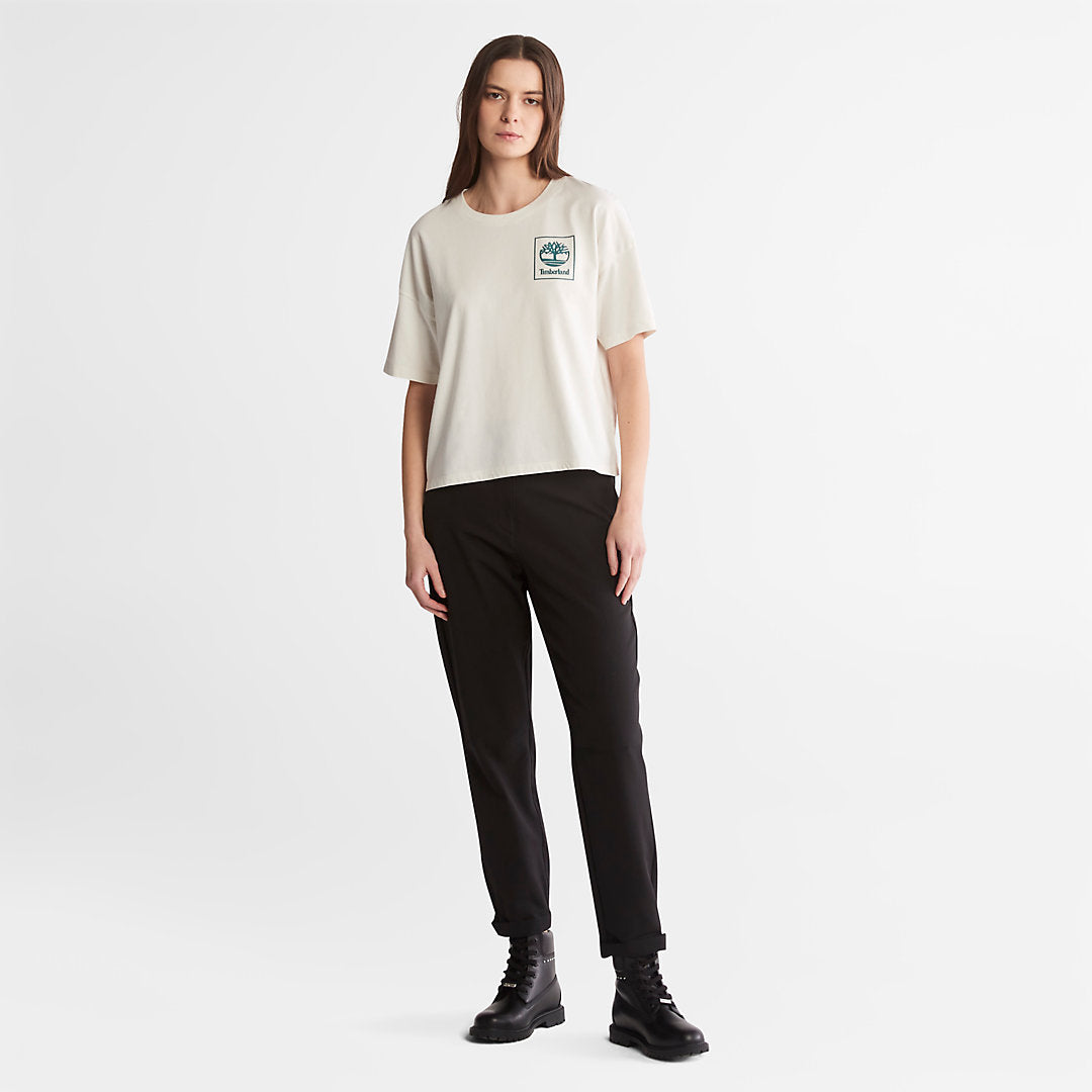 Timberland Womens Back Graphic Logo T-Shirt for Women in White