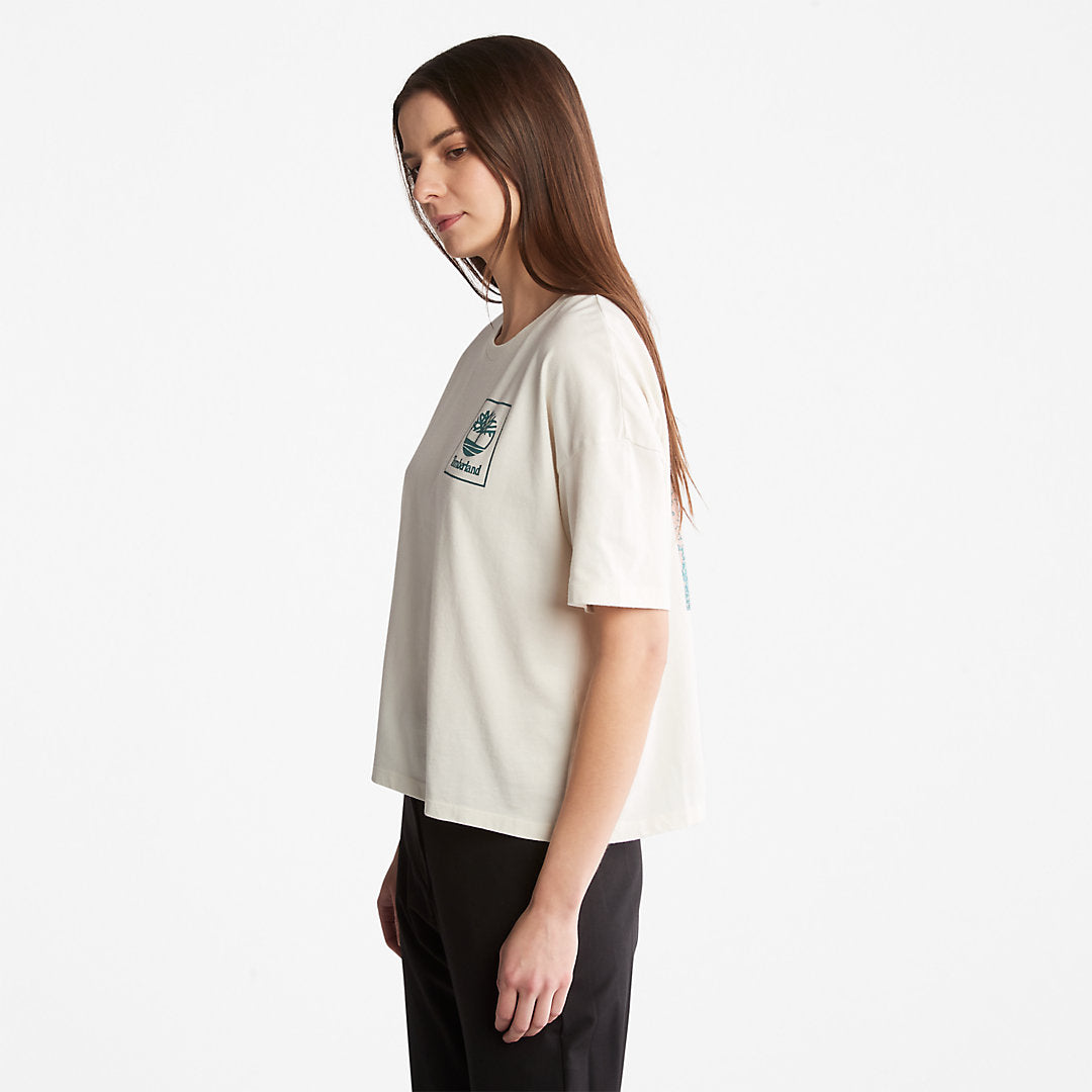 Timberland Womens Back Graphic Logo T-Shirt for Women in White