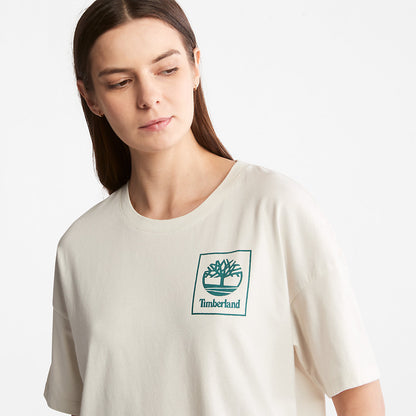 Timberland Womens Back Graphic Logo T-Shirt for Women in White