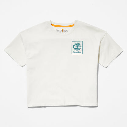 Timberland Womens Back Graphic Logo T-Shirt for Women in White