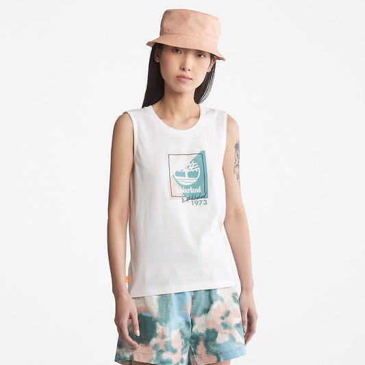 Timberland Womens Logo Tank Top for Women in White