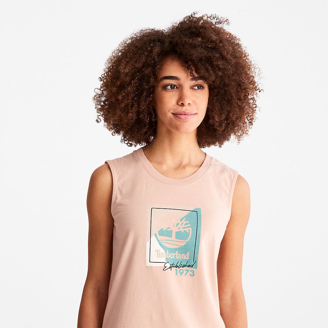 Timberland Womens Logo Tank Top for Women in Light Pink