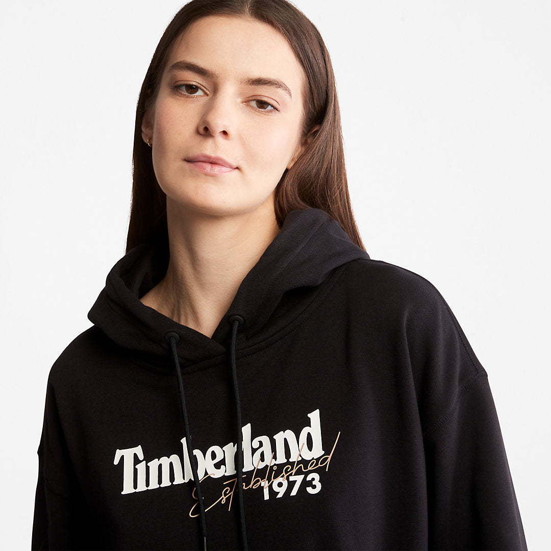 Timberland Womens Established 1973 Logo Hoodie for Women in Black