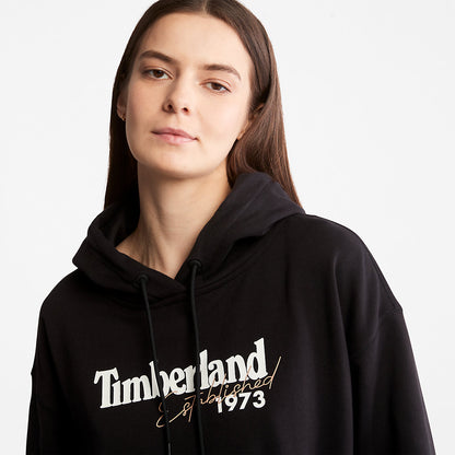 Timberland Womens Established 1973 Logo Hoodie for Women in Black