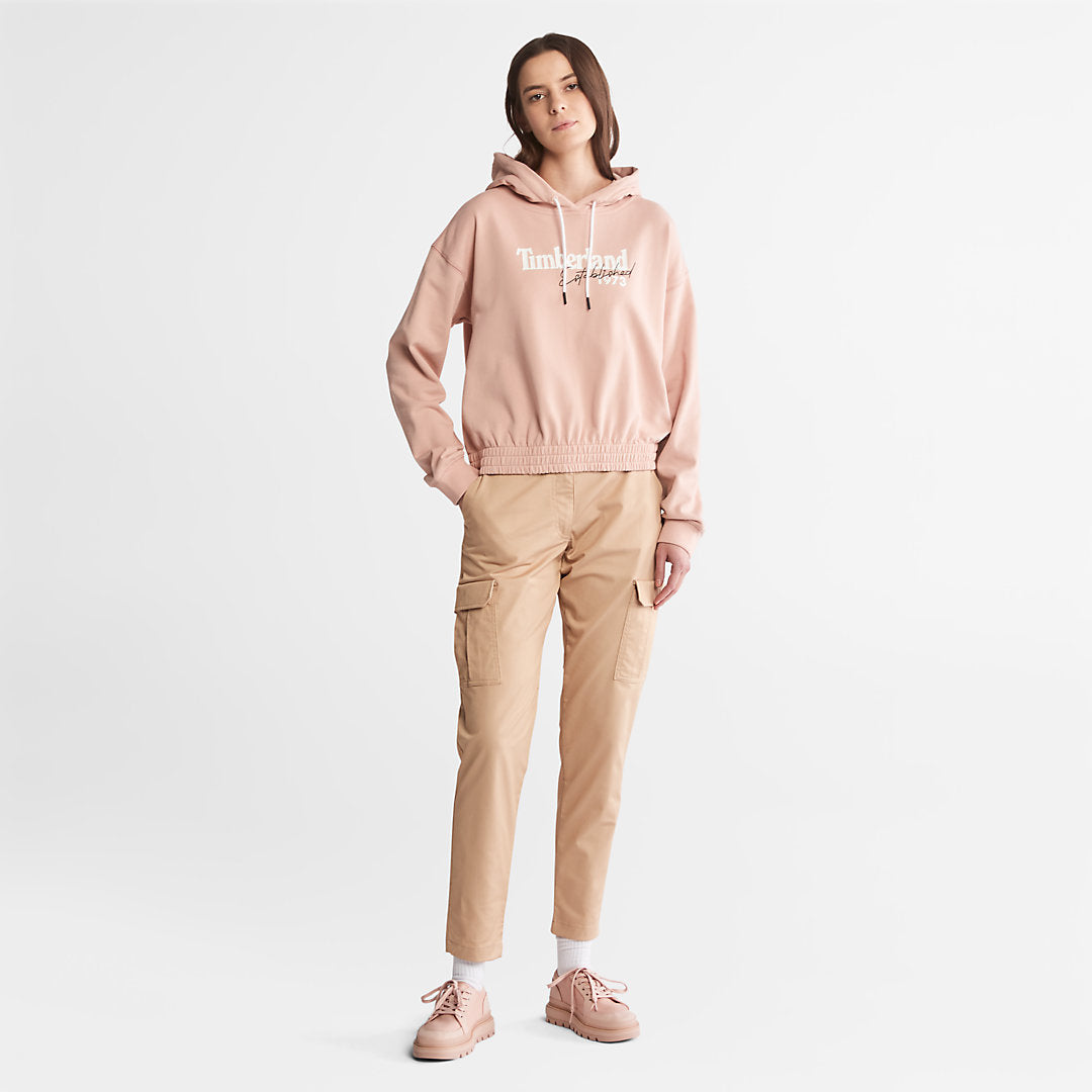 Timberland Womens Established 1973 Logo Hoodie for Women in Light Pink