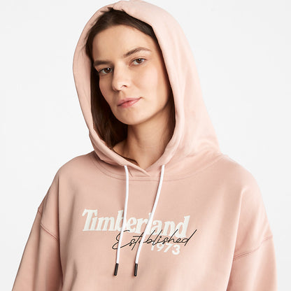 Timberland Womens Established 1973 Logo Hoodie for Women in Light Pink