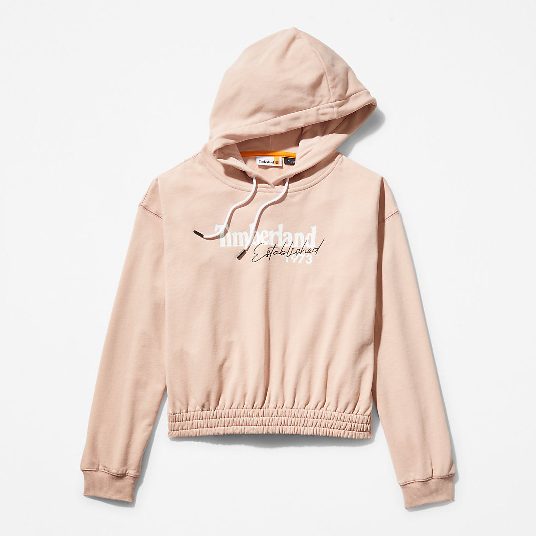 Timberland Womens Established 1973 Logo Hoodie for Women in Light Pink
