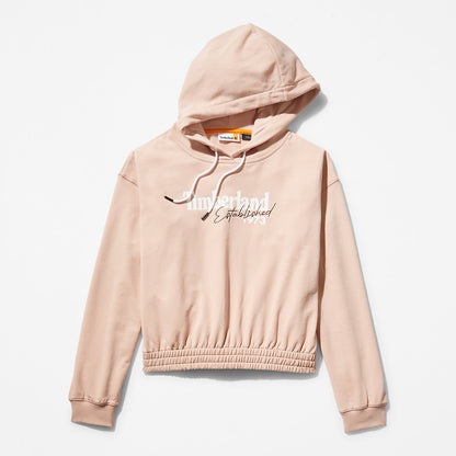 Timberland Womens Established 1973 Logo Hoodie for Women in Light Pink