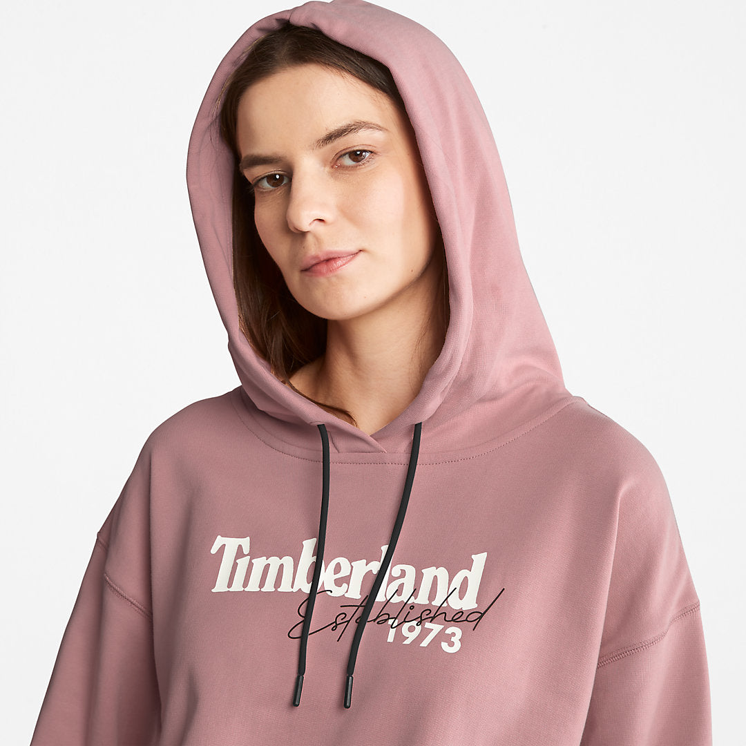 Timberland Womens Established 1973 Logo Hoodie for Women in Pink
