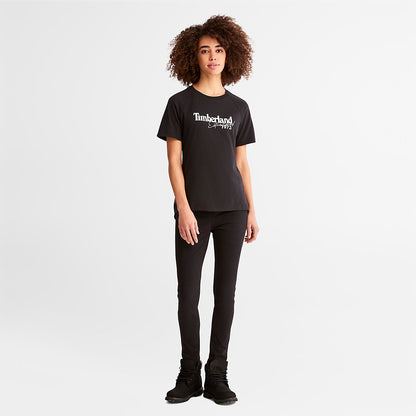 Timberland Womens Raglan-sleeve Logo T-Shirt for Women in Black