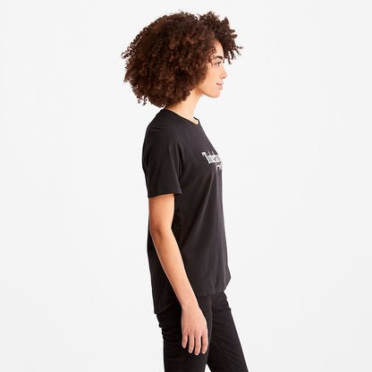 Timberland Womens Raglan-sleeve Logo T-Shirt for Women in Black