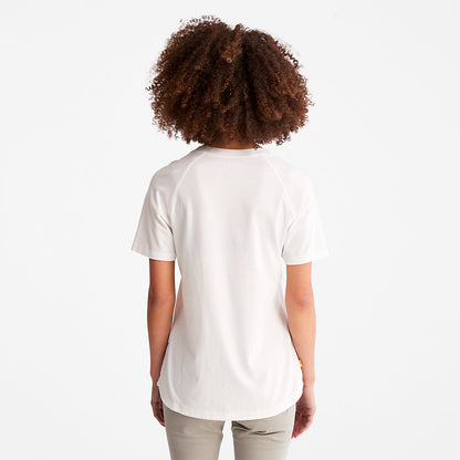 Timberland Womens Raglan-sleeve Logo T-Shirt for Women in White
