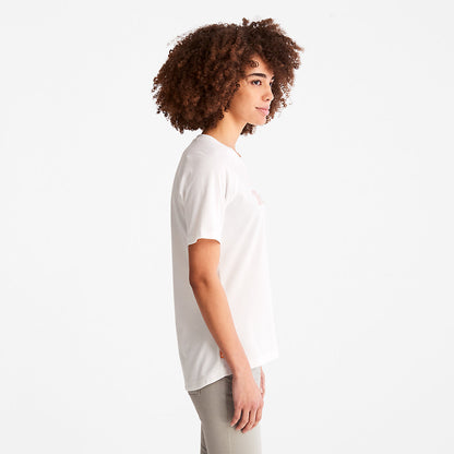 Timberland Womens Raglan-sleeve Logo T-Shirt for Women in White