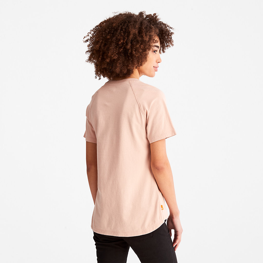 Timberland Womens Raglan-sleeve Logo T-Shirt for Women in Light Pink
