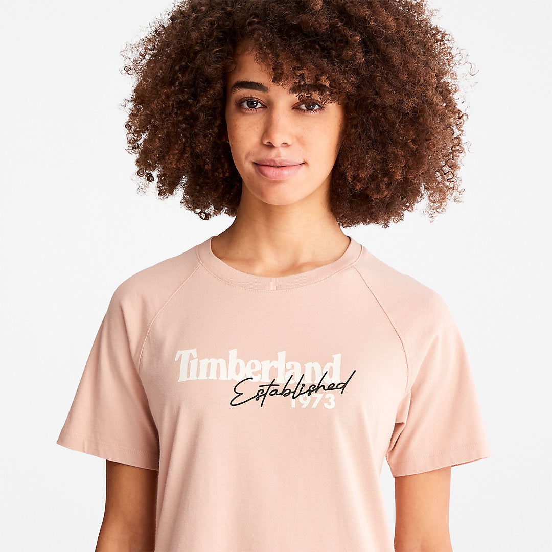Timberland Womens Raglan-sleeve Logo T-Shirt for Women in Light Pink