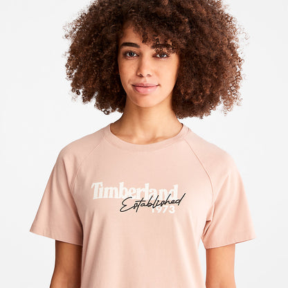 Timberland Womens Raglan-sleeve Logo T-Shirt for Women in Light Pink