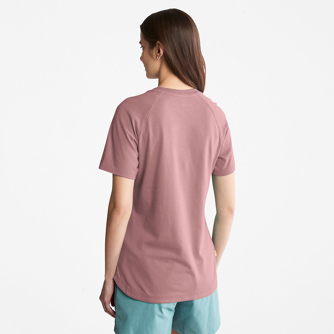 Timberland Womens Raglan-sleeve Logo T-Shirt for Women in Pink