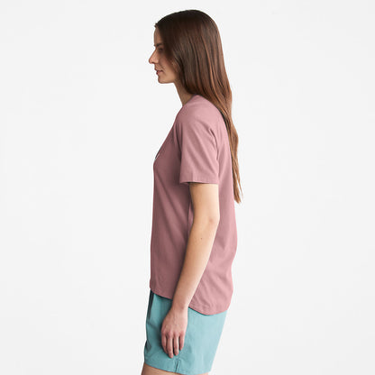 Timberland Womens Raglan-sleeve Logo T-Shirt for Women in Pink