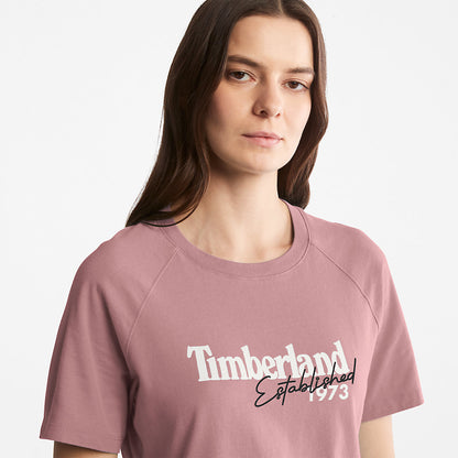 Timberland Womens Raglan-sleeve Logo T-Shirt for Women in Pink