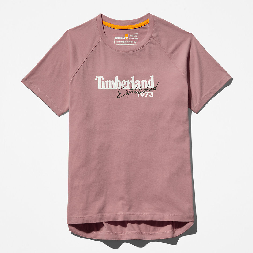 Timberland Womens Raglan-sleeve Logo T-Shirt for Women in Pink