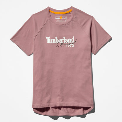 Timberland Womens Raglan-sleeve Logo T-Shirt for Women in Pink