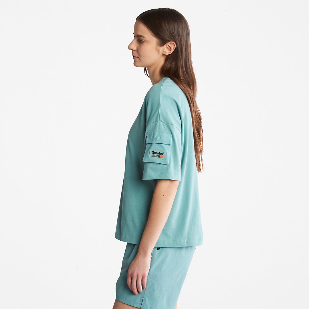 Timberland Womens Progressive Utility Pocket T-Shirt for Women in Teal