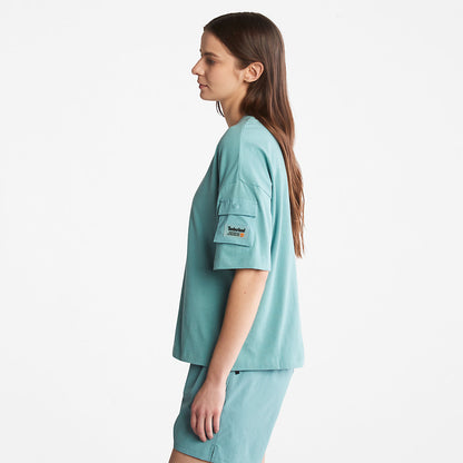 Timberland Womens Progressive Utility Pocket T-Shirt for Women in Teal