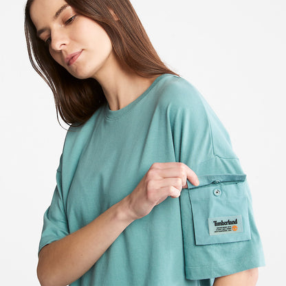 Timberland Womens Progressive Utility Pocket T-Shirt for Women in Teal