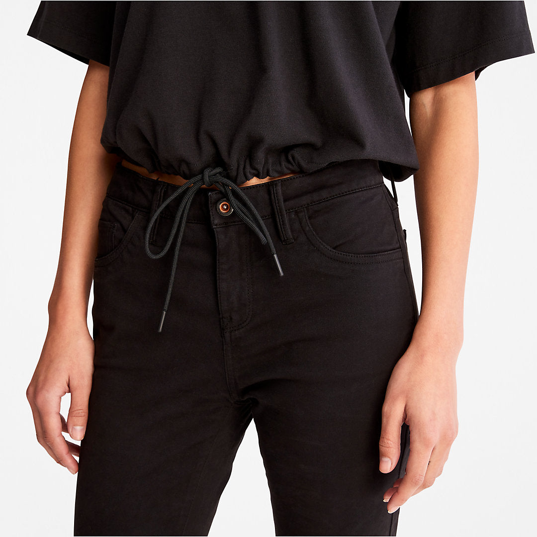 Timberland Womens Cropped T-Shirt with Drawstring Hem for Women in Black