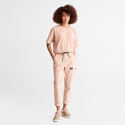 Timberland Womens Cropped T-Shirt with Drawstring Hem for Women in Pink