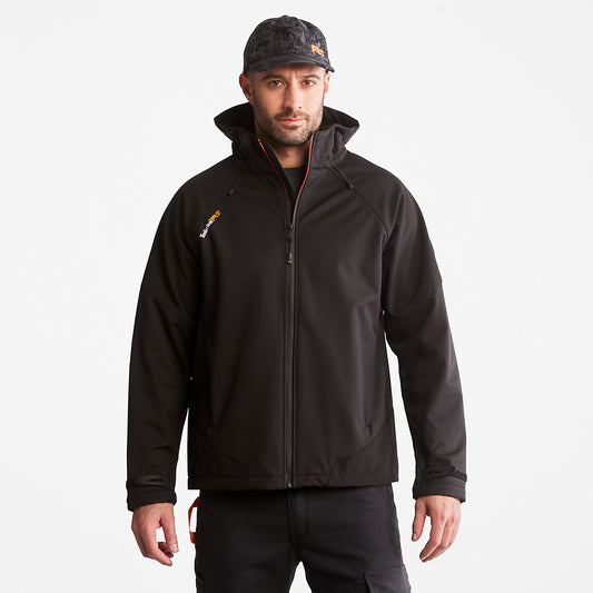 Timberland Mens Timberland PRO® Power Zip Hooded Softshell Jacket for Men in Black