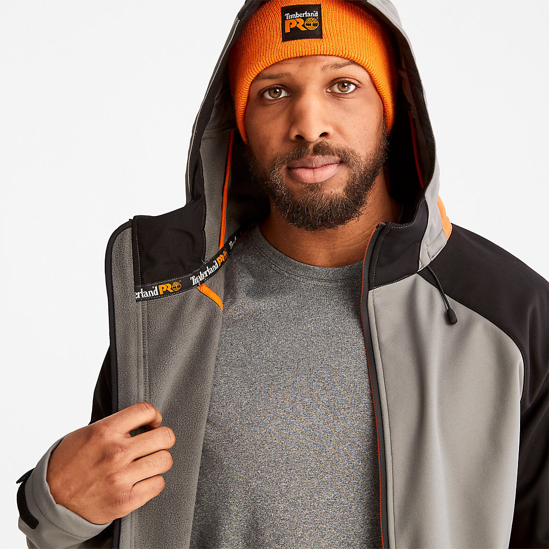 Timberland Mens Timberland PRO® Power Zip Hooded Softshell Jacket for Men in Grey