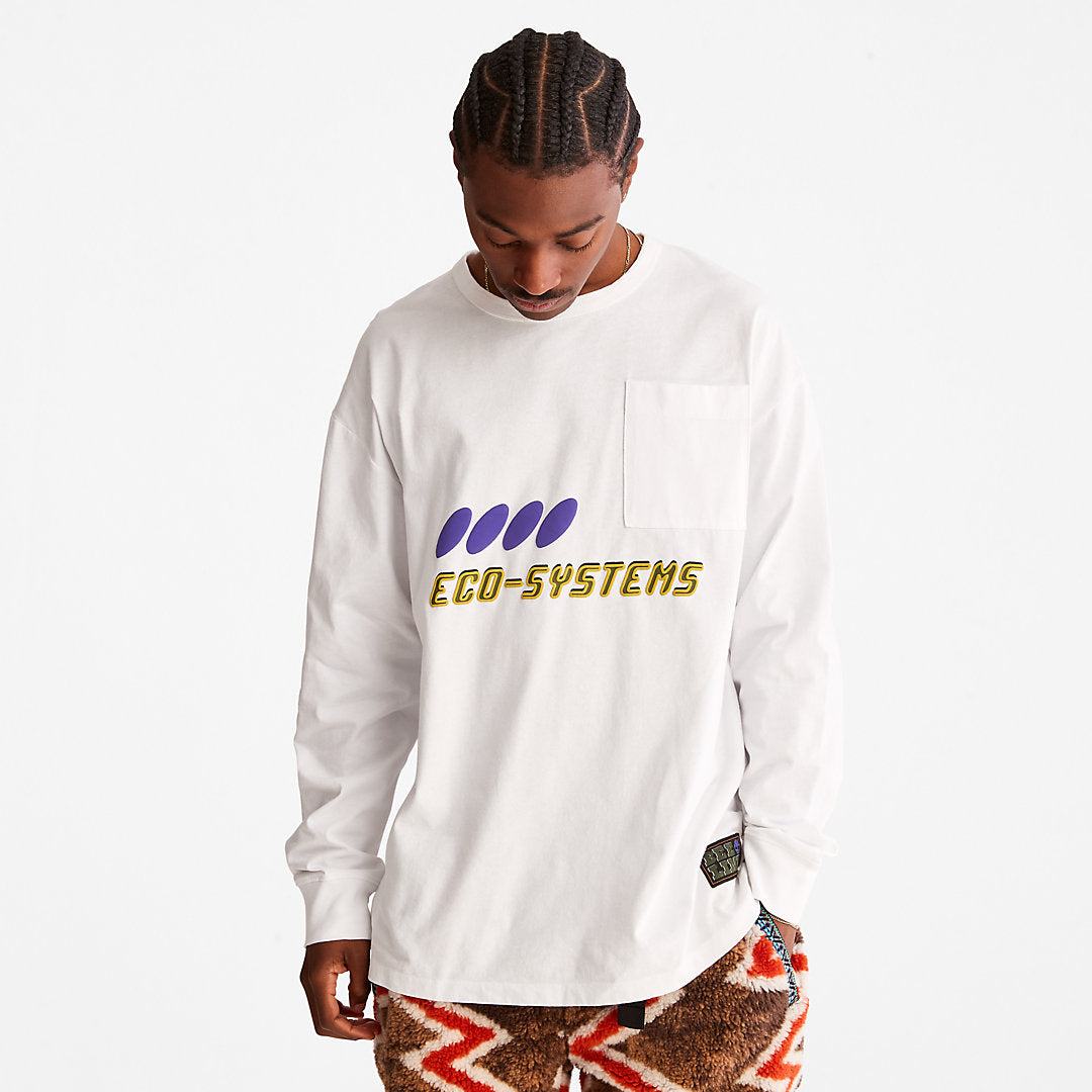 Timberland Mens Bee Line x Timberland® Long-sleeved T-Shirt in White