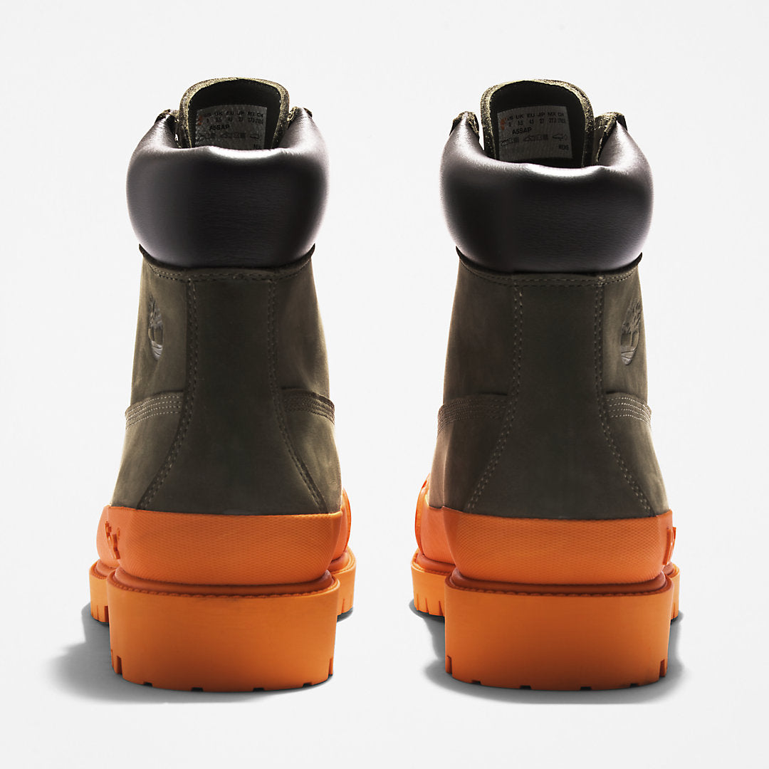 Timberland Mens Bee Line x Timberland® 6 Inch Rubber Toe Boot for Men in Dark Green/Orange