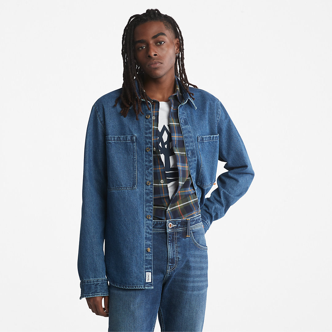 Timberland Mens Outdoor Heritage Denim EK+ Overshirt for Men in Light Blue
