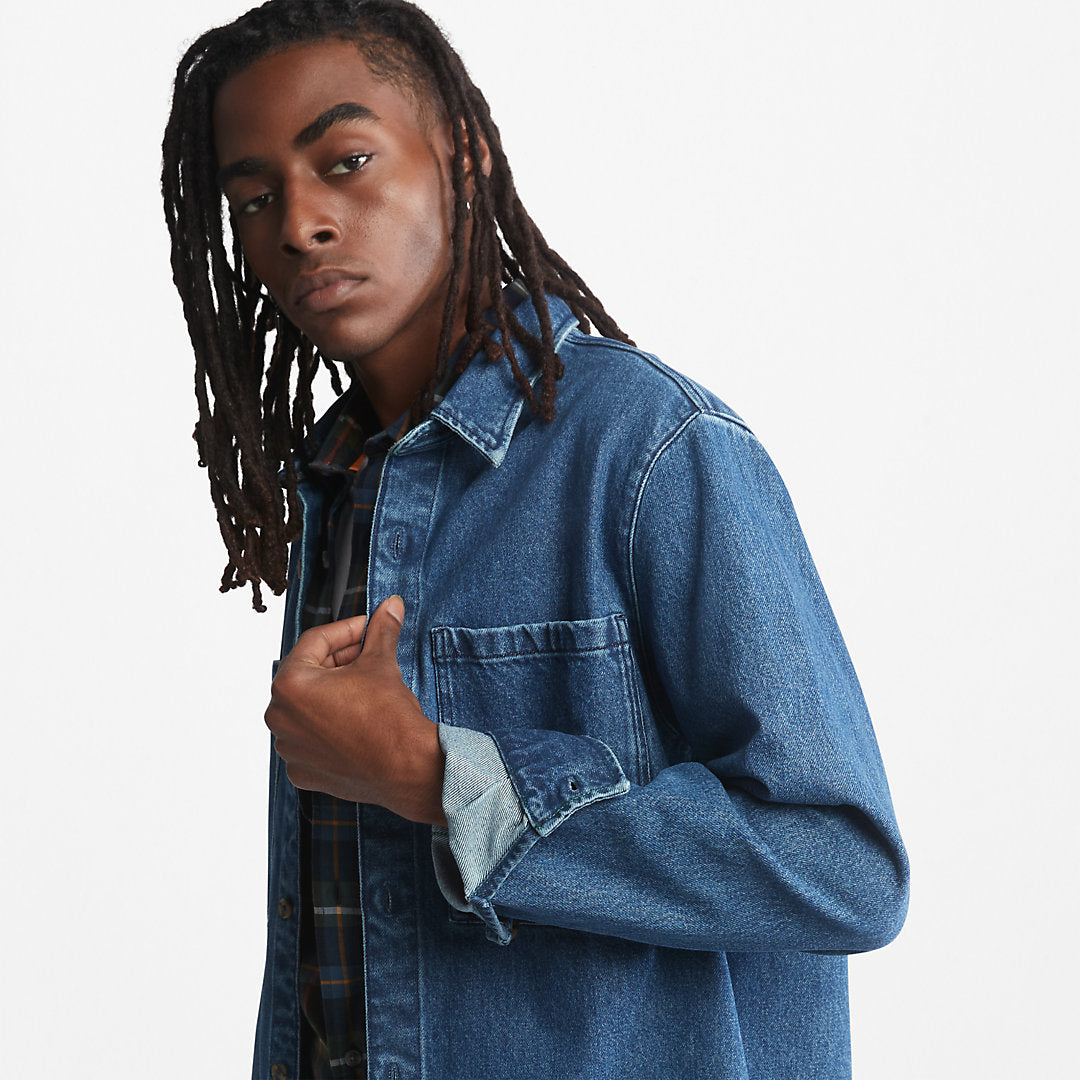 Timberland Mens Outdoor Heritage Denim EK+ Overshirt for Men in Light Blue