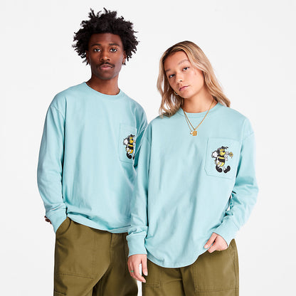 Timberland Mens Bee Line x Timberland® Back-graphic Long-sleeved T-Shirt in Blue