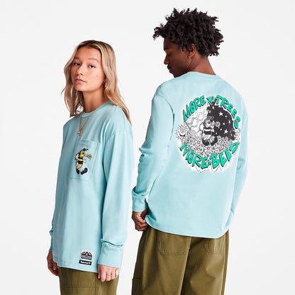Timberland Mens Bee Line x Timberland® Back-graphic Long-sleeved T-Shirt in Blue