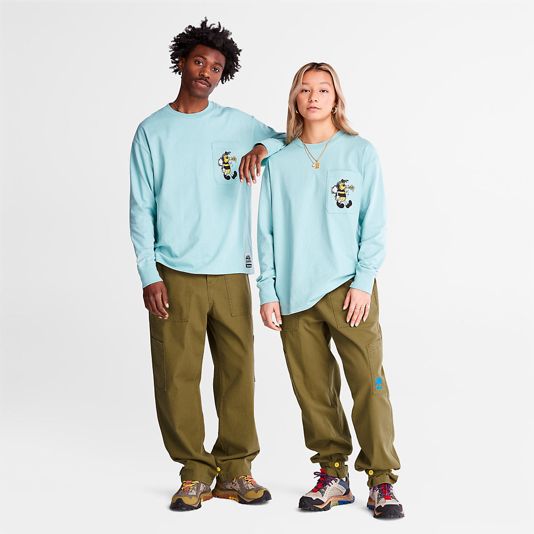 Timberland Mens Bee Line x Timberland® Back-graphic Long-sleeved T-Shirt in Blue