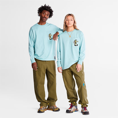Timberland Mens Bee Line x Timberland® Back-graphic Long-sleeved T-Shirt in Blue