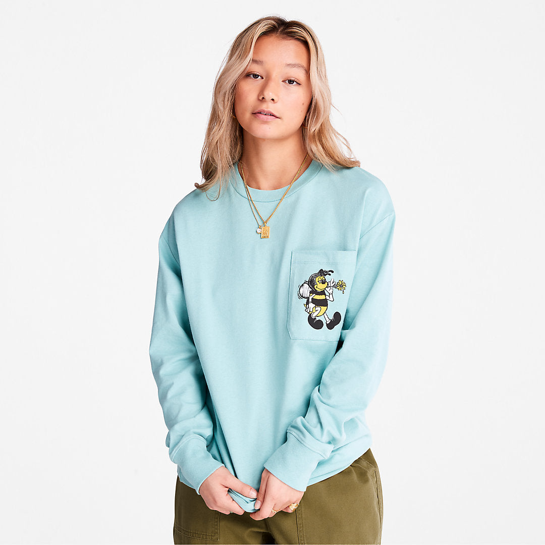 Timberland Mens Bee Line x Timberland® Back-graphic Long-sleeved T-Shirt in Blue