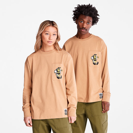Timberland Mens Bee Line x Timberland® Back-graphic Long-sleeved T-Shirt in Brown