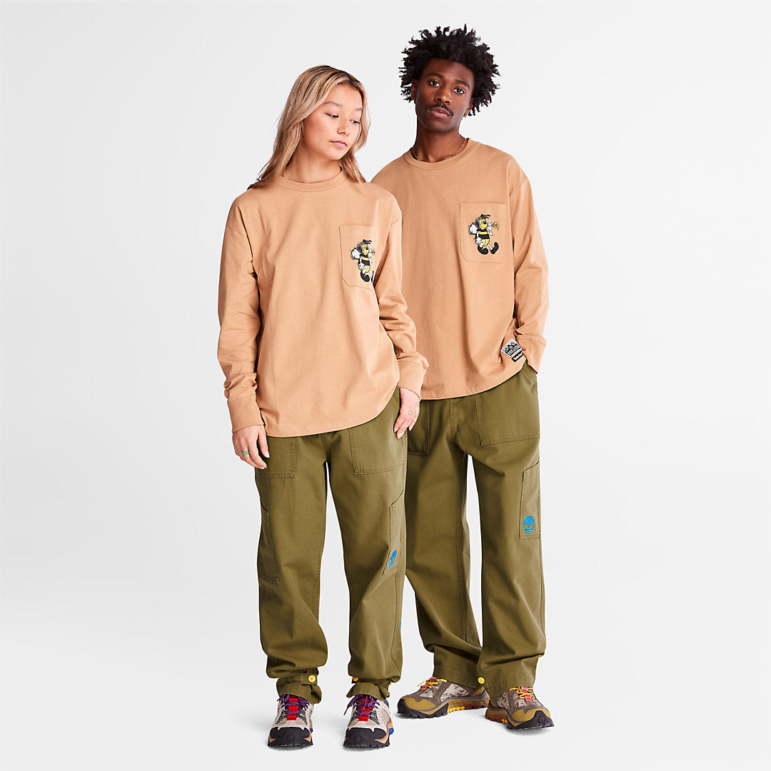 Timberland Mens Bee Line x Timberland® Back-graphic Long-sleeved T-Shirt in Brown