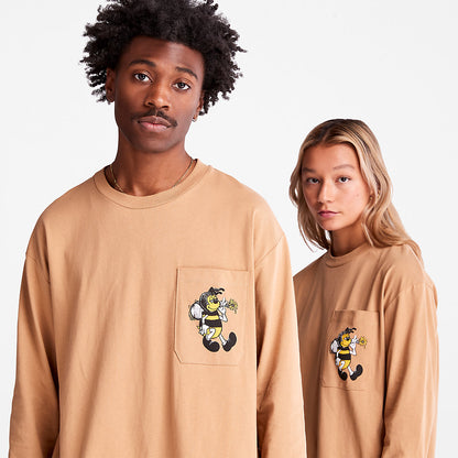 Timberland Mens Bee Line x Timberland® Back-graphic Long-sleeved T-Shirt in Brown