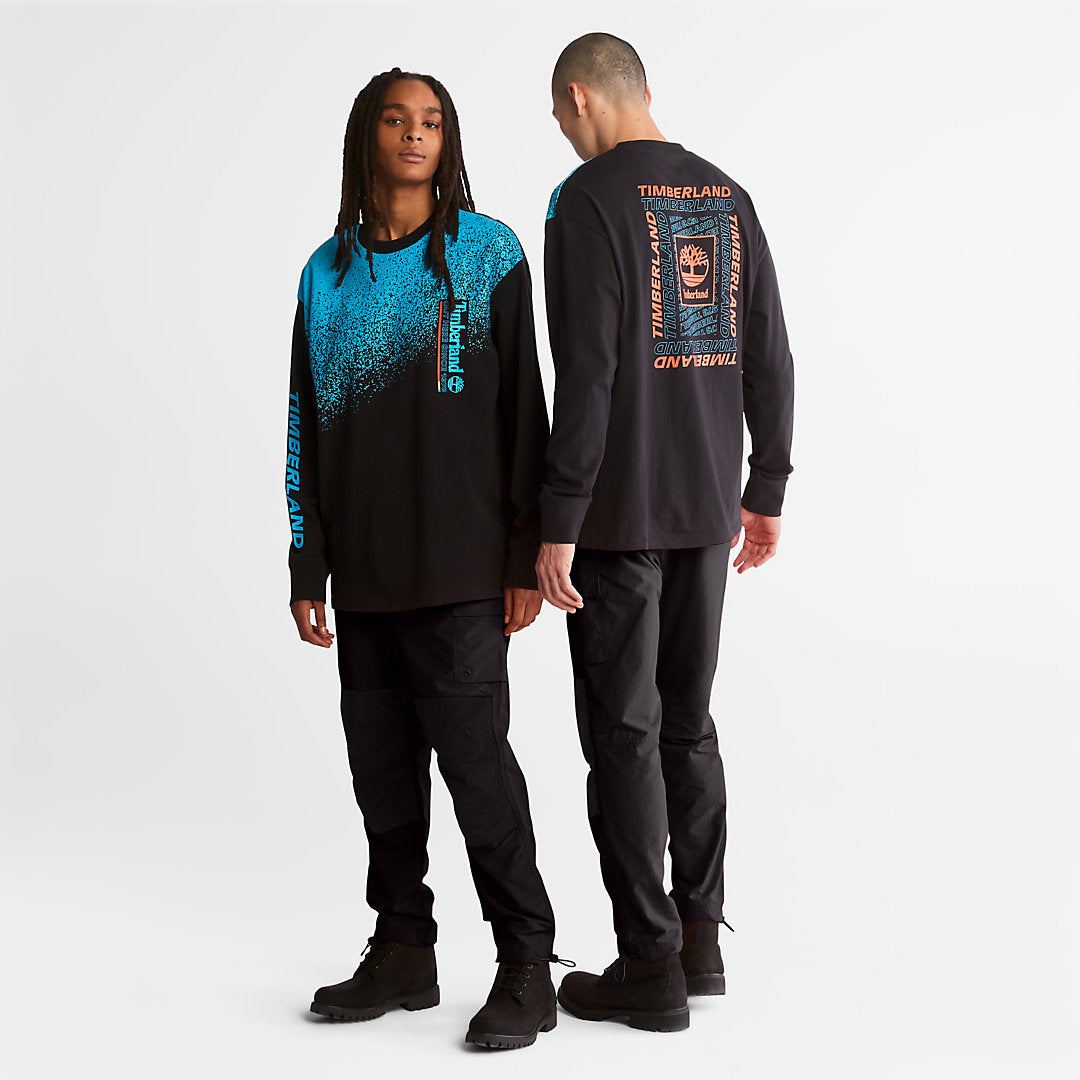 Timberland Mens Outdoor Archive Long-sleeved Graphic T-Shirt in Black