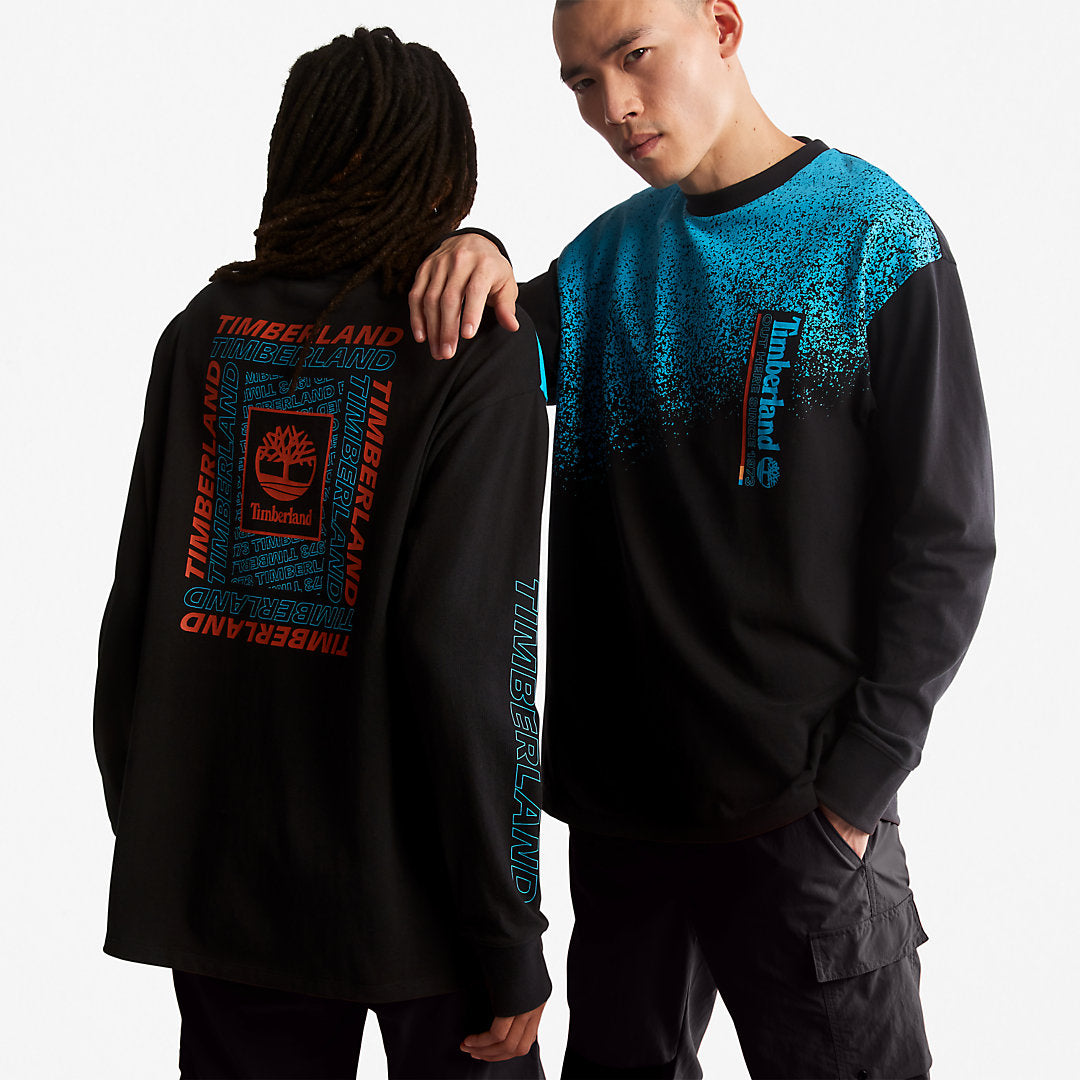 Timberland Mens Outdoor Archive Long-sleeved Graphic T-Shirt in Black
