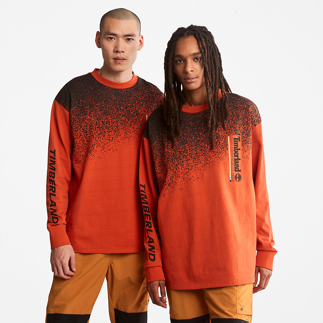 Timberland Mens Outdoor Archive Long-sleeved Graphic T-Shirt in Orange